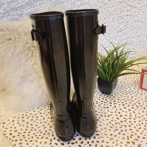 NIB HUNTER Tall Black Gloss Boots - Picture 8 of 8